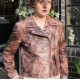 Biker Leather Nature Pattern Print Brown 